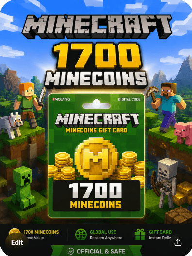 1700 Minecraft Minecoins - GIFT CARD - buy minecoins cheap